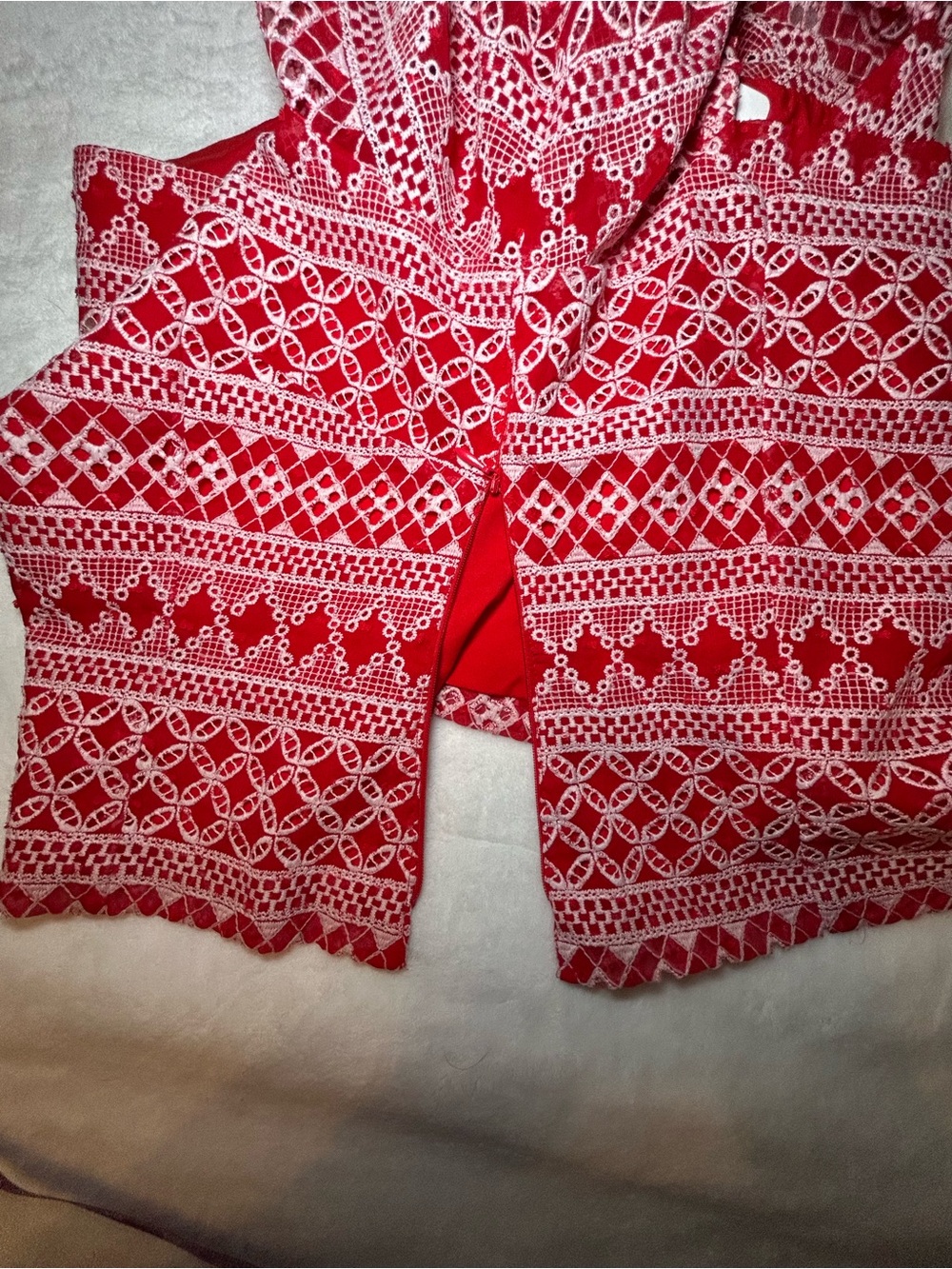 Antonio Melani Red Lace Puff-Sleeve Peasant Top and Maxi Skirt Set Size 14 - Picture 6 of 15